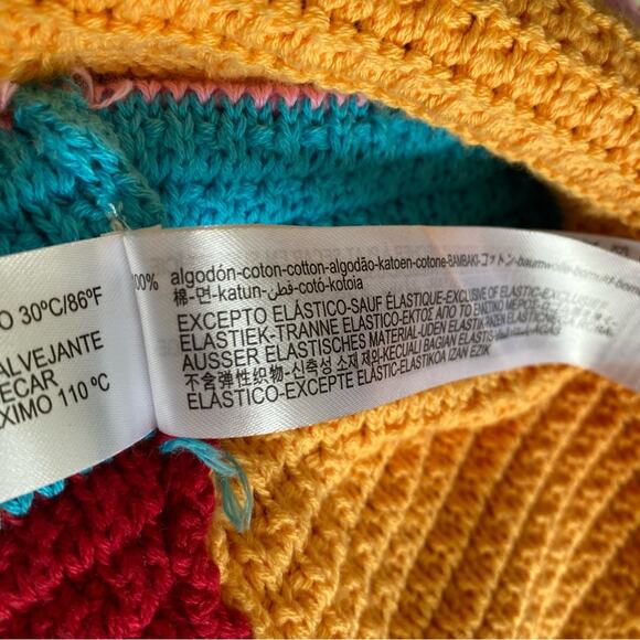Zara Crochet Multicolor Open Neck Pink Blue Granny Romper medium - Picture 10 of 10